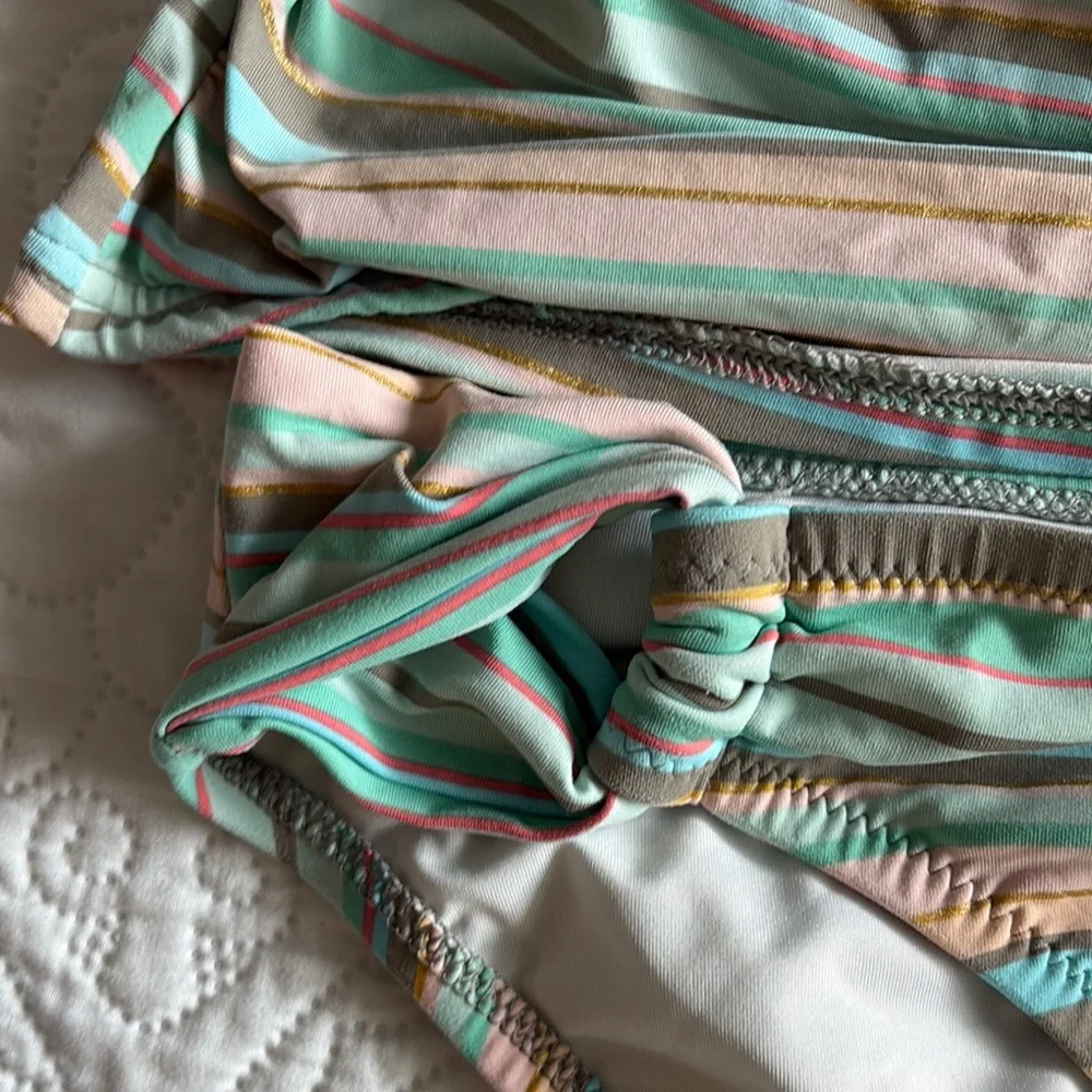 Lands' End Green and Pink Striped Tankini - Picture 6 of 11
